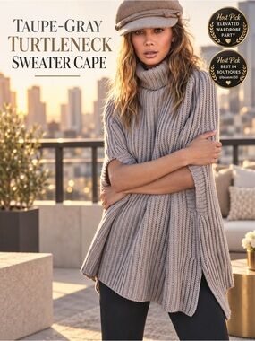 Softest Turtle Neck Solid Taupe Sweater Cape 🎉HOST PICK🎉 NEW